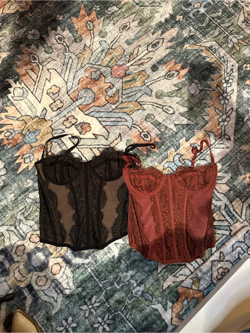 Out From Under Brown and Black Lace-Trim Bra Top